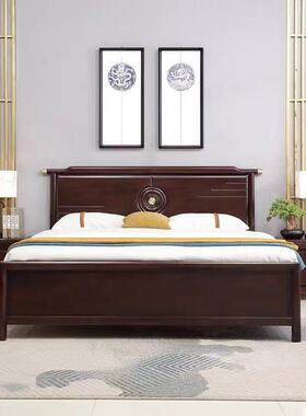 新中式橡胶WWW木实木床1.5米卧室用简约轻1.8米家双人储高箱物大