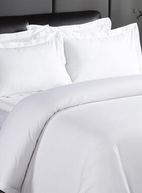 酒件店布草被民宿宾馆床上用品套床单纯贡棉全IBN棉白色缎酒店四