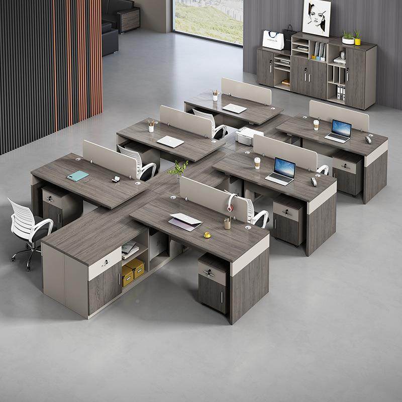 职员办公桌简约现代员位桌四人六人屏工风办卡座756办公室公椅组