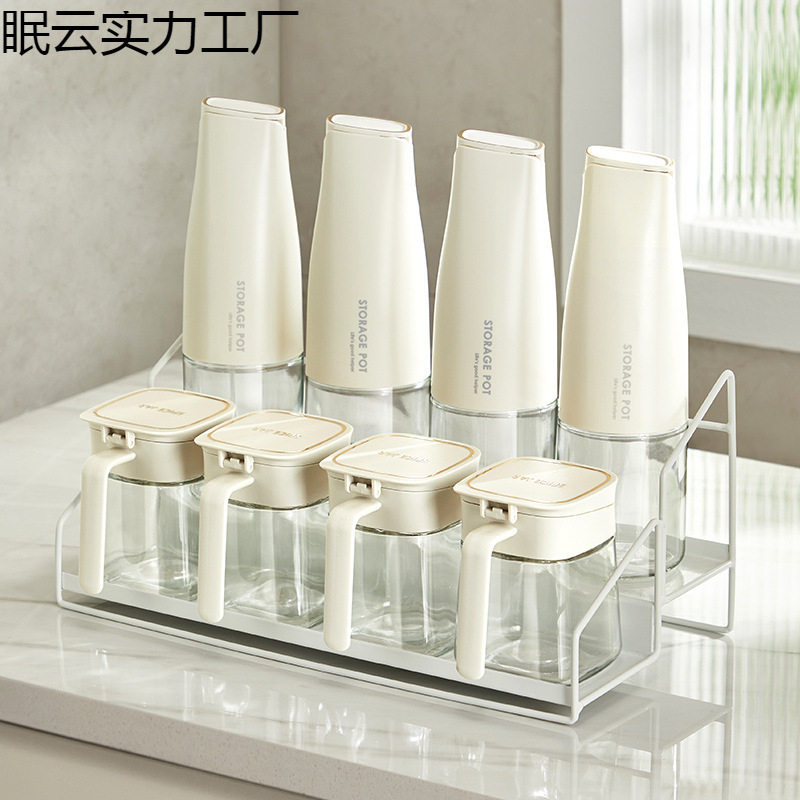 双层调料架厨房调料置物架台面调味架油壶调料罐套装不锈钢架子