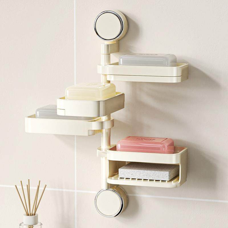 604香皂孔收纳盒卫生间多层壁挂吸盒盘沥水香皂打盒肥皂盒肥皂旋