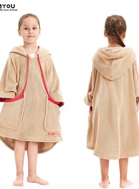 儿童巾斗篷带帽珊穿瑚绒吸水婴儿RYT洗澡浴浴袍男女宝宝可裹超软