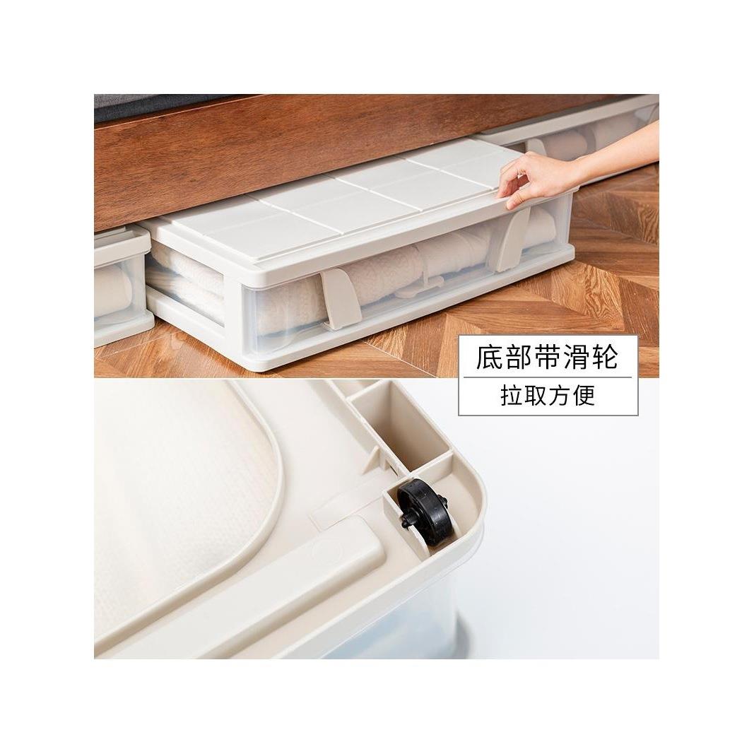 收床下箱整纳塑理箱被子滑38010092轮扁平抽屉式衣服大号床底收纳