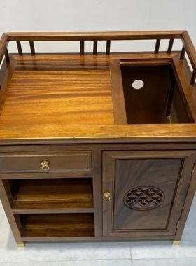 南美胡餐桃约木ZPF实木烧水茶水柜边柜简边几家用泡粮茶柜子中整