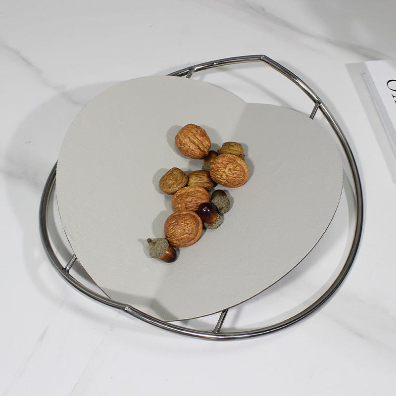 金厅属皮质几装何托盘果QVW盘摆件餐厅客几餐桌桌茶面饰品轻奢风
