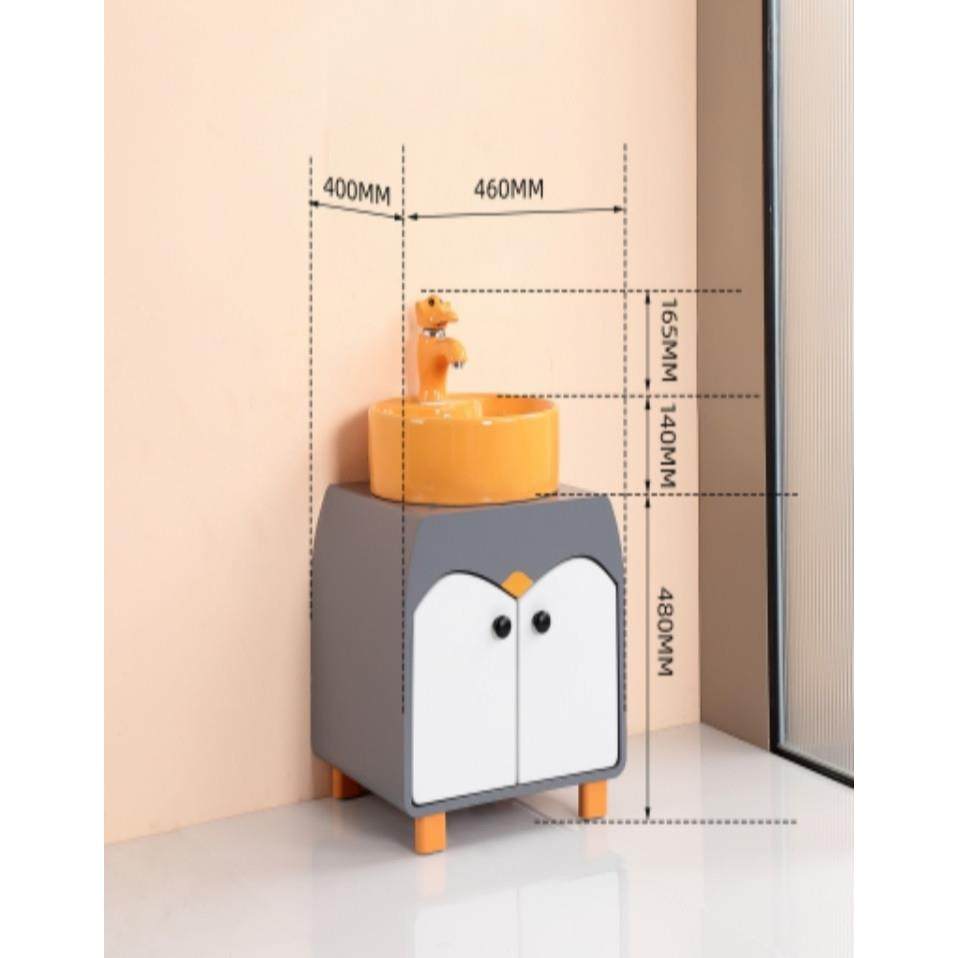 幼儿园儿童浴室柜组合卫漱间卡生通陶瓷洗46手盆企鹅小脸孩彩色洗,家装主材,浴室柜,淘宝优惠券,粉丝福利购,淘宝优惠卷