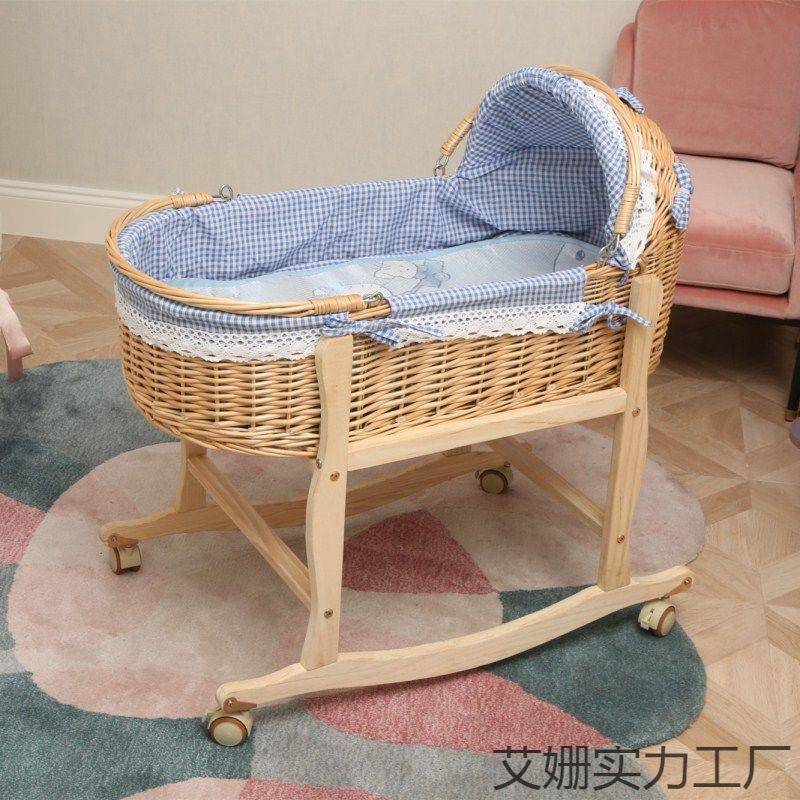 艾姗实力编新生便携手提藤篮西车载睡篮小孩摇篮床摩窝外摇出婴儿