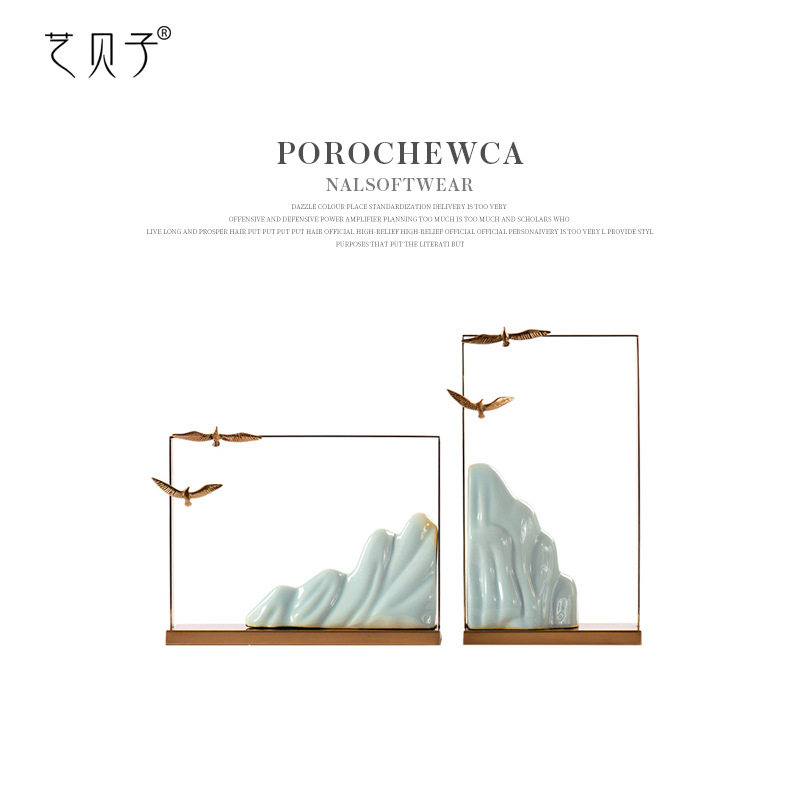 新中式禅意家居饰品创意现代客厅电视柜玄关陶瓷铜样板房软装摆件