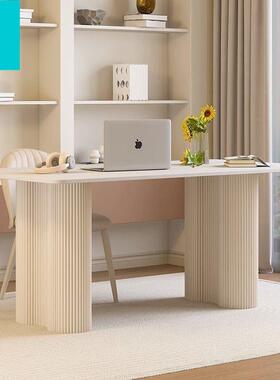 现代简约油风岩奢板书房公书桌轻法式极简办桌长方形84282家用电