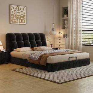 简雪尔绒布艺床意式 极简大象耳朵布尼艺床现代约双人软包卧JAR主