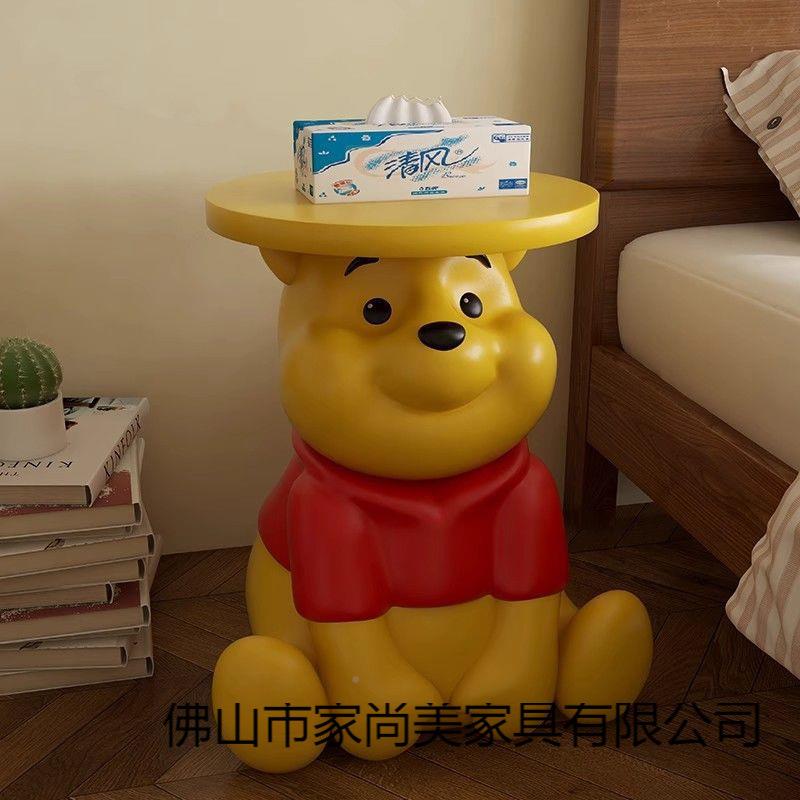 黄色维尼熊卡通爱落地摆件床头柜几收fxJzEX7G纳客可厅创沙发旁边