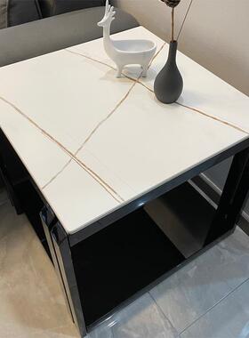 约?简轻奢黑色不锈钢岩板PT1205茶几现代几沙发边柜大理石边几方