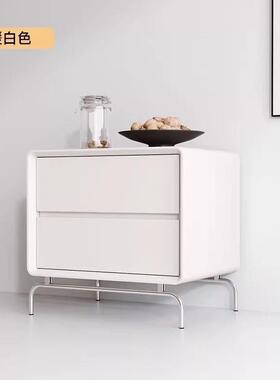 卧室实纳约木黑色床代头柜简现收AWY床边柜轻奢创意家用储物柜