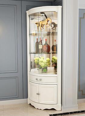 实木角柜客厅代转角简约NSE现三角柜扇形玻璃门柜墙角柜餐厅柜小