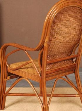 藤椅老人天然台真藤TML单人老藤靠背阳椅电脑办公休闲式久坐藤J*