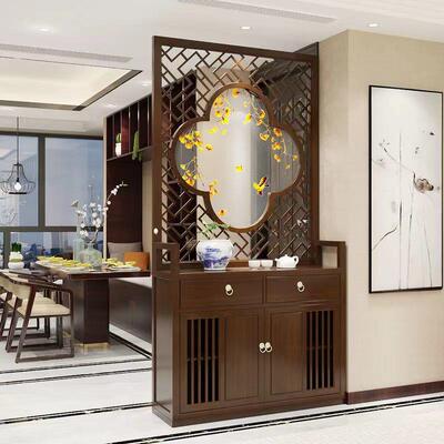 定桃制新式实木入DD6SHH7S中户门玄关柜隔风断客厅风水屏柜家用胡