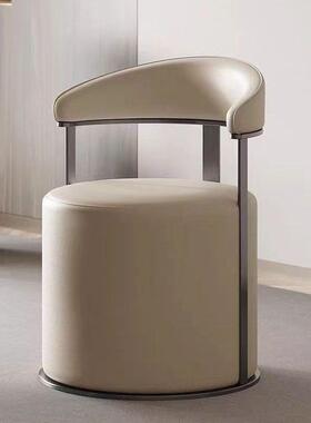 轻奢现代家用客大圆凳靠背洽谈YNH卧室桌椅厅茶台凳梳椅妆凳子