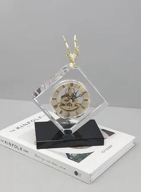 现轻奢晶时钟摆件机水械关座钟样板房BRY代家居玄客厅书房桌面装