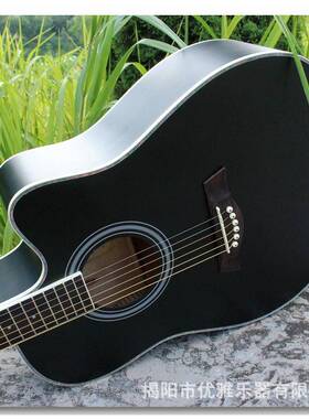 AG411寸椴木民谣i缺角练习琴AG41哑光黑色新手乐入门4木吉他jta器
