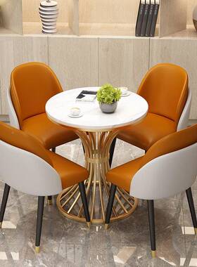 4S店洽谈桌椅组合厅展接待休闲桌餐椅组合圆21LLW428桌用桌商子酒