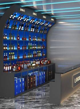 红创意酒吧酒酒柜吧台背景网展示酒架清吧馆音乐餐厅酒架17708置