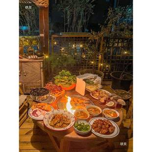 2025新煮款榆木围炉茶烤火炉套装器具全套围老炉家用庭tlznsd%l院