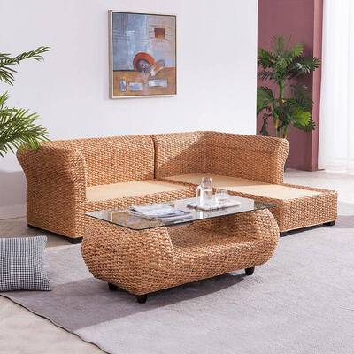 相会客厅编贵妃椅型转角椅沙发组藤合三人藤小制家具EYT藤懒人简