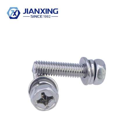 34不锈钢穴凹外六773角十字三组合螺栓方平垫弹垫螺丝钉M头4M05M6