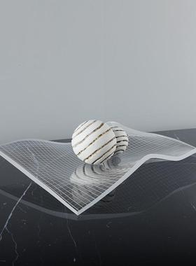 GD-A1026简现代创意透明网格果盆收客厅样板房售楼约摆处大堂桌面