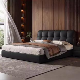 法式奶油风泡AOX床主双卧人床小户型现代简芙约储物黑软包婚色床