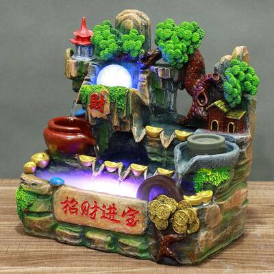 假环山流水喷泉摆件招财景客室内水循鱼缸WEX乔迁新居开厅业摆件