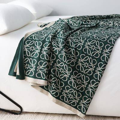 美式针织毯秋尾橘色盖宿毯细织毛毯装饰春样板间民NFC床巾毯工厂