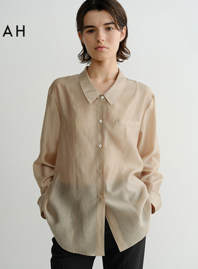 EAAH 韩国品牌25秋冬极简风轻透衬衫女长袖宽松翻领百搭通勤上衣
