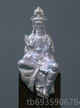 正品身行大势至菩萨修摆件佛像纯黄铜精致小随像坐简相茶空间装饰