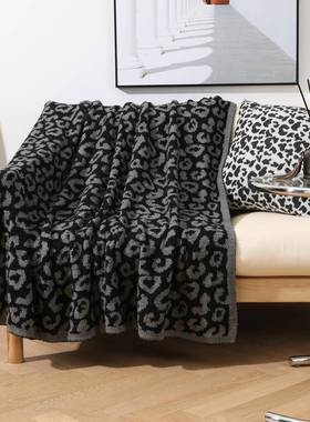 针织毛毯车豹盖毯半绒提花纹针织毯沙发毯子边榻榻米床盖汽94936