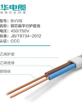 行胜华硬护314套线B2VB二V芯三芯/3*1.5/2.5/4/6平方铜电线平线扁