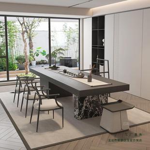 新中式 茶桌轻台奢家用泡茶实木茶办公茶室喝茶桌 岩板桌椅WIH意式