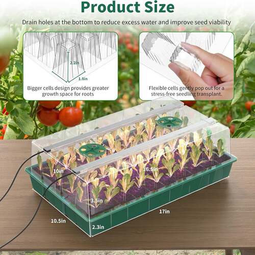 工厂新款0穴-6套120穴育苗盒植物灯124LED4三种光谱育苗盒ROY植物