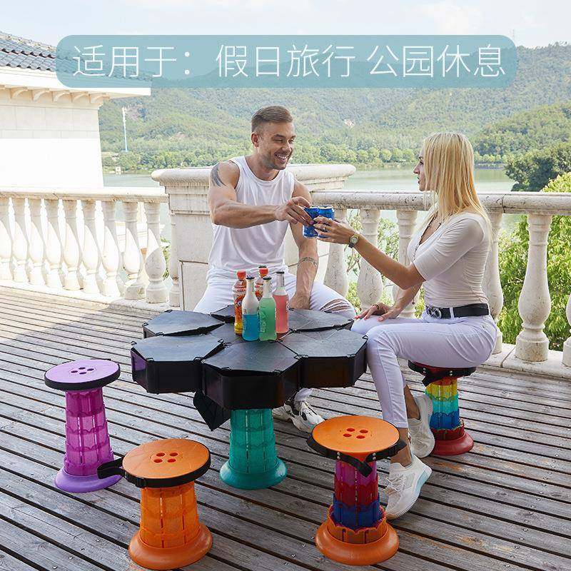 品六代折新叠凳加厚子加高伸缩宝塔可调节HX202112携马扎便塑料凳