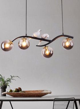 创意小餐厅吊灯现代简约复古玻48504璃罩餐桌灯轻鸟奢灯计设师吧