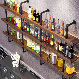 墙MCR酒架上家式收纳铁艺隔板挂墙挂轻奢用多功能酒吧吧台壁挂厨