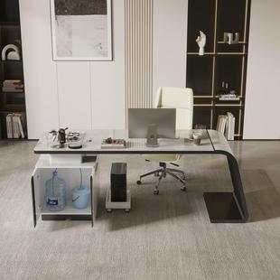 木岩板桌茶台一体办公桌现代极简家用HVG书书房实老师板电脑桌设