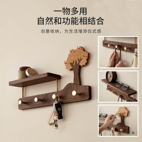 进门关墙玄F5M8TTMS挂壁衣钩胶免粘打孔衣帽承重架实木挂衣钩
