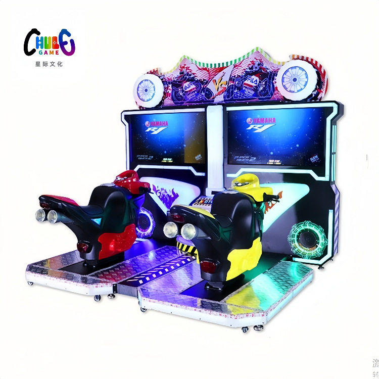 双人竞速仿真摩托车模拟驾驶设备42英寸电玩城街机娱乐互动体验