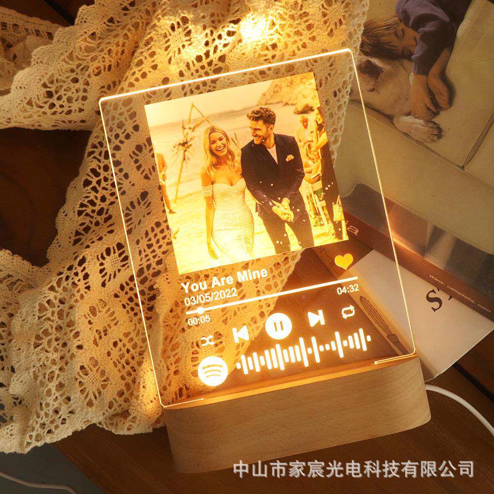 个性音符灯定制照片克亚力音乐品码情人节纪念圣诞礼化物桌277面