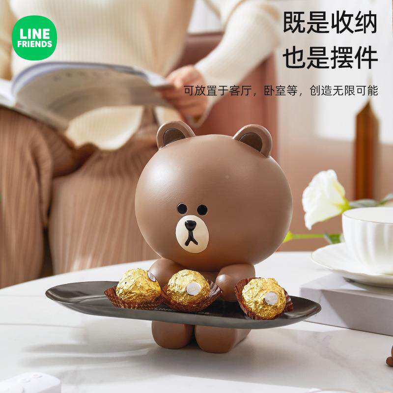 布朗熊客厅摆件钥匙日收玄纳关托家居电LF玄关收视柜生礼物入盘户