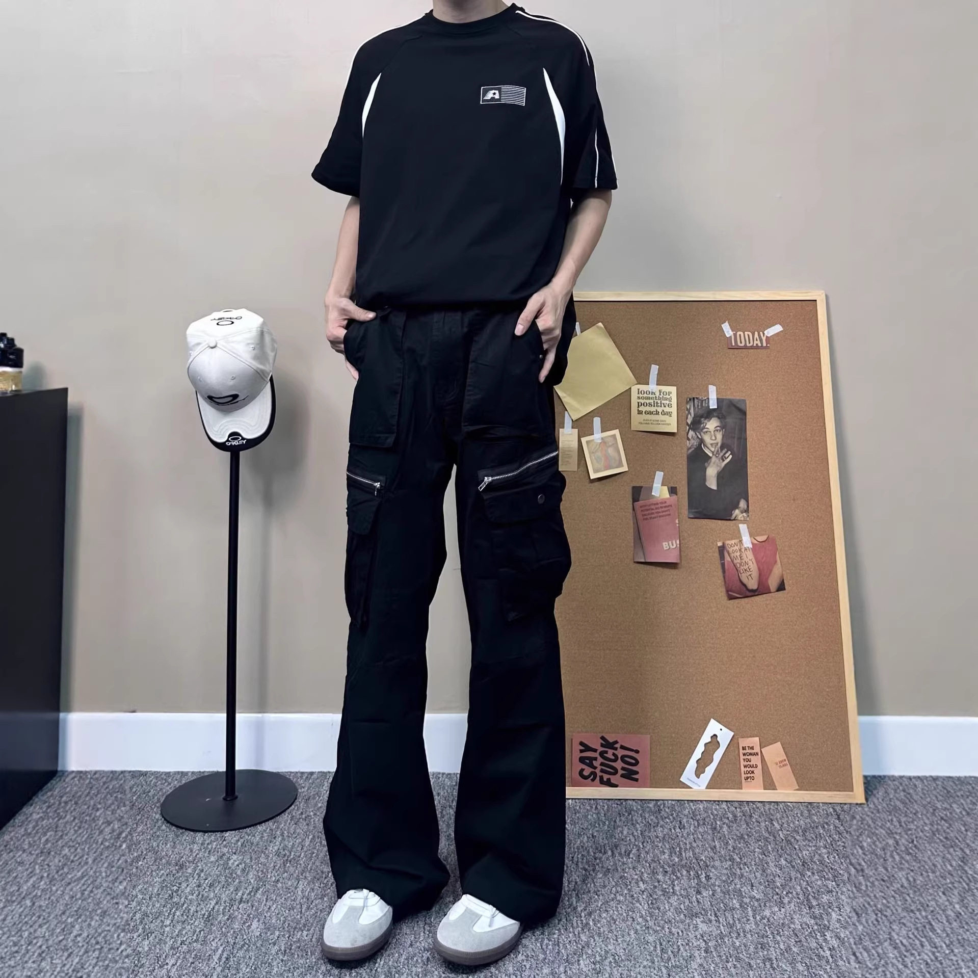 云屿川美式工装裤子男女宽松直筒阔腿裤纯棉休闲微喇裤