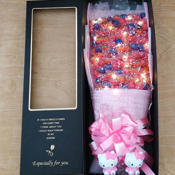 99真知棒糖果花束加灯叮叮猫kat公仔卡通花束生日七夕毕业情人节