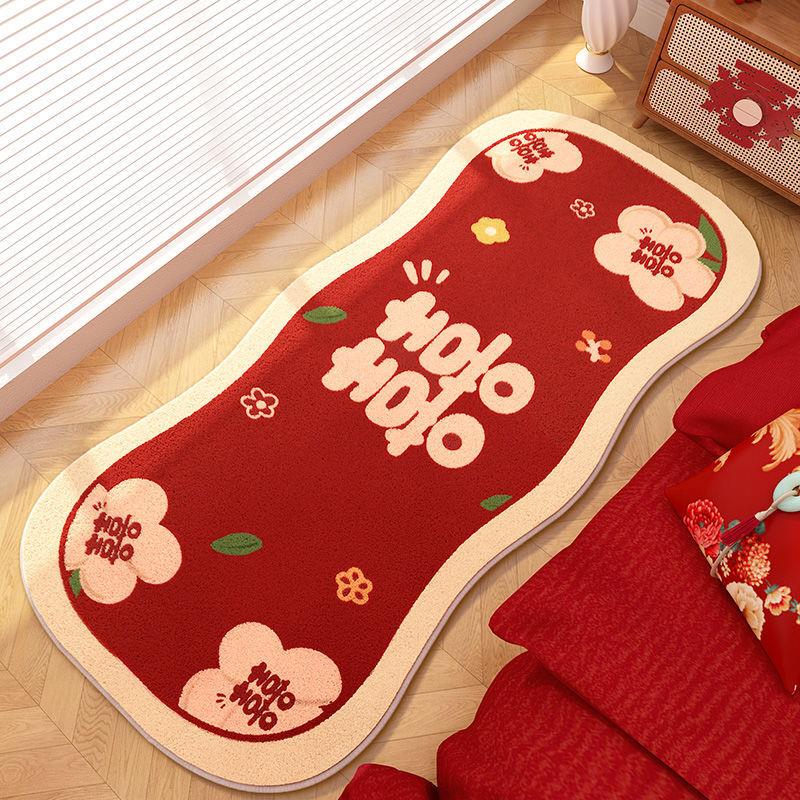新年喜庆地毯北欧地垫客厅卧室床边毯吸水防滑门垫床边地毯