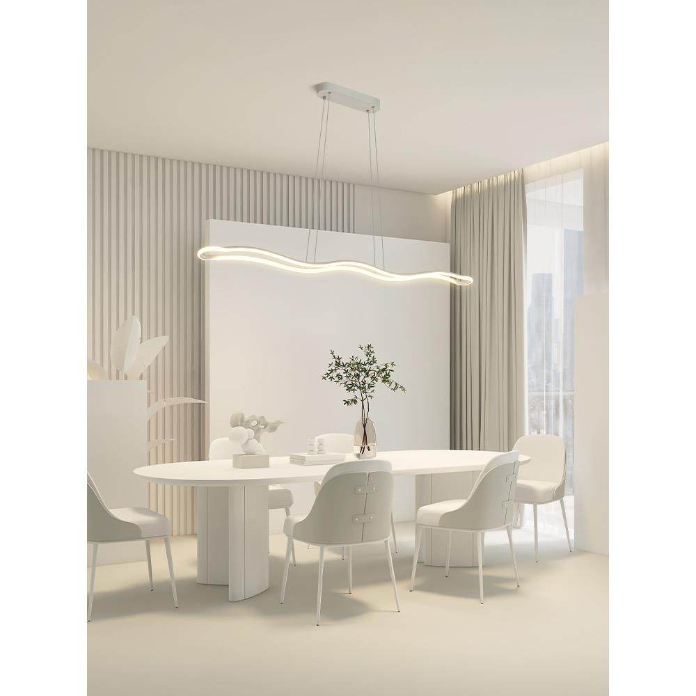 餐厅吊灯简约现代吧台饭厅灯北欧艺术波浪餐桌极简长条办公室吊灯